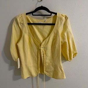 Aritzia Santal Linen Tapioca Yellow Corset Top